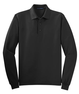 Port Authority Silk Touch Long Sleeve Polo (Black)