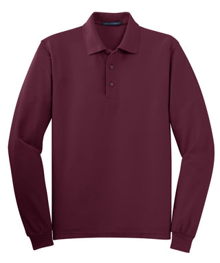 Port Authority Silk Touch Long Sleeve Polo (Burgundy)