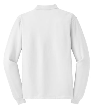 Port Authority Silk Touch Long Sleeve Polo (White)