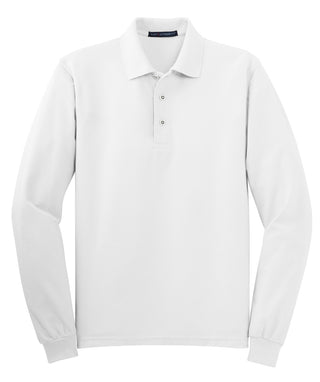 Port Authority Silk Touch Long Sleeve Polo (White)