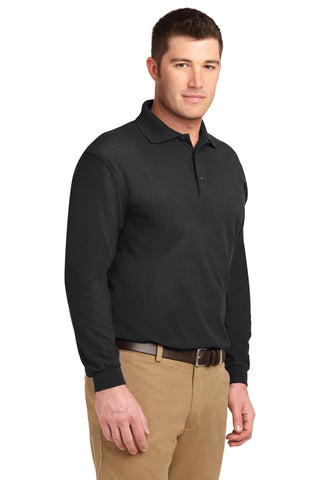 Port Authority Silk Touch Long Sleeve Polo (Black)