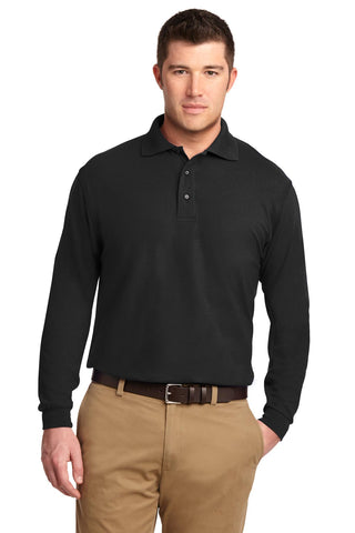 Port Authority Silk Touch Long Sleeve Polo (Black)