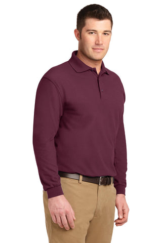 Port Authority Silk Touch Long Sleeve Polo (Burgundy)