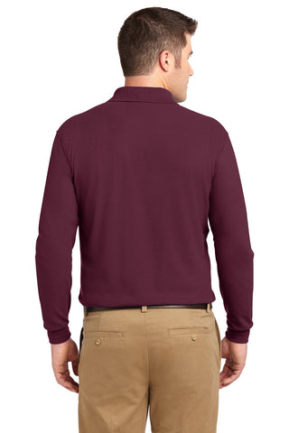 Port Authority Silk Touch Long Sleeve Polo (Burgundy)