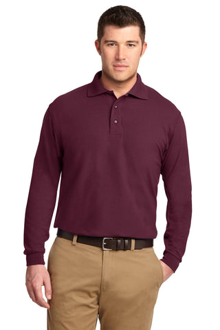 Port Authority Silk Touch Long Sleeve Polo (Burgundy)