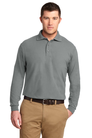 Port Authority Silk Touch Long Sleeve Polo (Cool Grey)