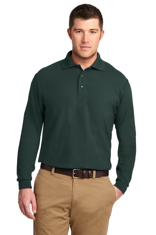 Port Authority Silk Touch Long Sleeve Polo (Dark Green)