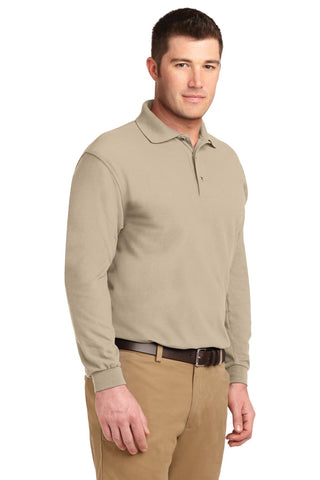 Port Authority Silk Touch Long Sleeve Polo (Stone)