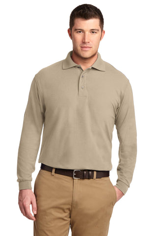 Port Authority Silk Touch Long Sleeve Polo (Stone)