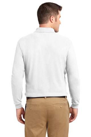 Port Authority Silk Touch Long Sleeve Polo (White)