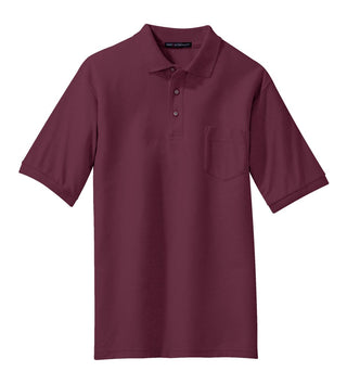 Port Authority Silk Touch Polo with Pocket (Burgundy)