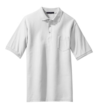 Port Authority Silk Touch Polo with Pocket (White)