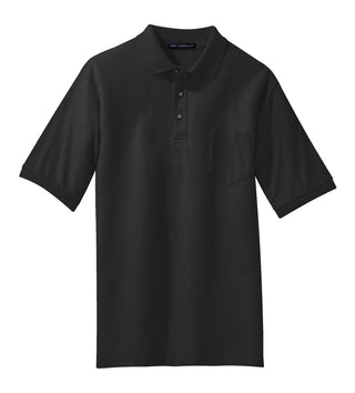 Port Authority Silk Touch Polo with Pocket (Black)