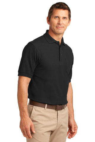 Port Authority Silk Touch Polo with Pocket (Black)