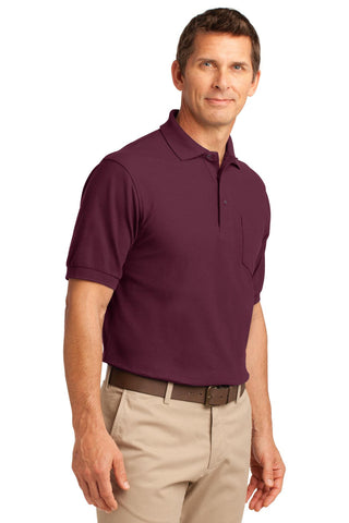 Port Authority Silk Touch Polo with Pocket (Burgundy)