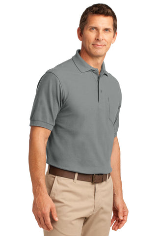 Port Authority Silk Touch Polo with Pocket (Cool Grey)