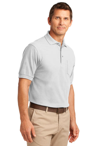 Port Authority Silk Touch Polo with Pocket (White)