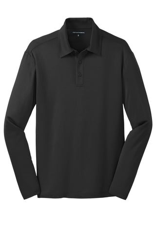 Port Authority Silk Touch Performance Long Sleeve Polo (Black)