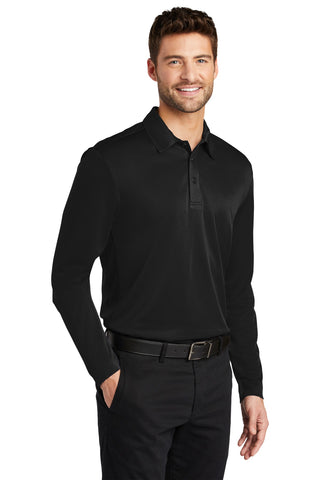 Port Authority Silk Touch Performance Long Sleeve Polo (Black)