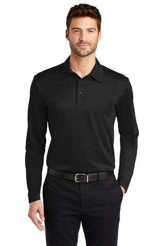 Port Authority Silk Touch Performance Long Sleeve Polo (Black)