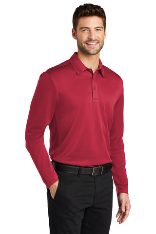 Port Authority Silk Touch Performance Long Sleeve Polo (Red)