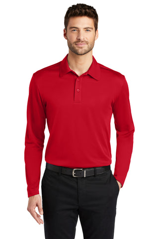 Port Authority Silk Touch Performance Long Sleeve Polo (Red)