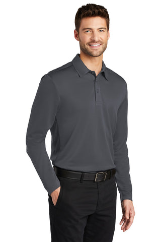 Port Authority Silk Touch Performance Long Sleeve Polo (Steel Grey)