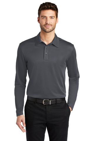 Port Authority Silk Touch Performance Long Sleeve Polo (Steel Grey)