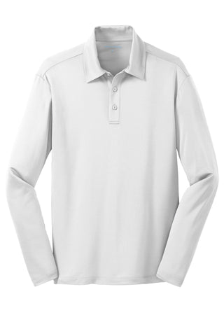 Port Authority Silk Touch Performance Long Sleeve Polo (White)