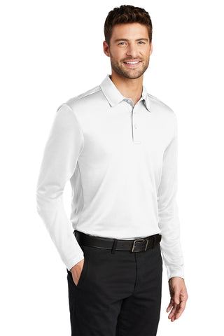 Port Authority Silk Touch Performance Long Sleeve Polo (White)