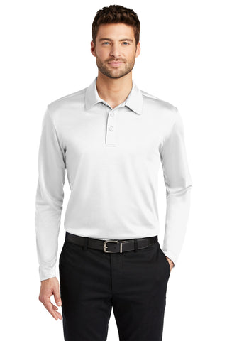 Port Authority Silk Touch Performance Long Sleeve Polo (White)