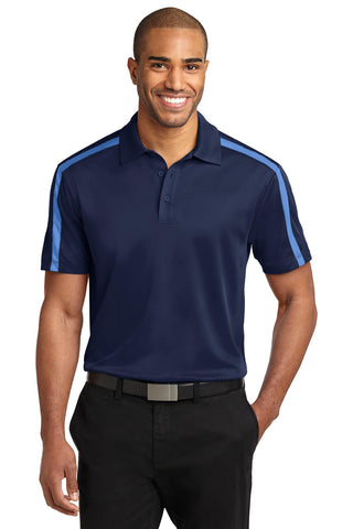 Port Authority Silk Touch Performance Colorblock Stripe Polo (Navy/ Carolina Blue)