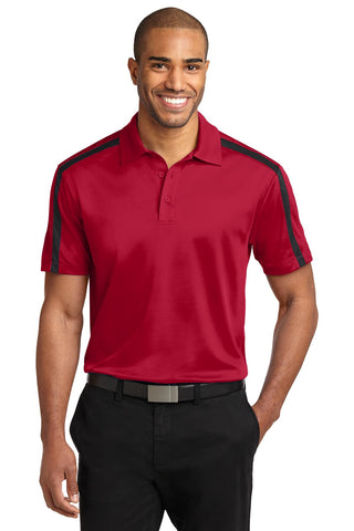 Port Authority Silk Touch Performance Colorblock Stripe Polo (Red/ Black)