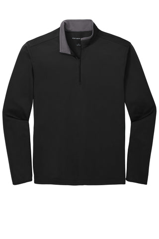 Port Authority Silk Touch Performance 1/4-Zip (Black/ Steel Grey)