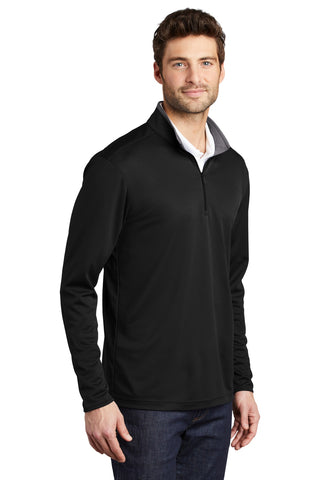 Port Authority Silk Touch Performance 1/4-Zip (Black/ Steel Grey)