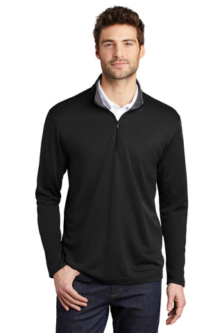 Port Authority Silk Touch Performance 1/4-Zip (Black/ Steel Grey)