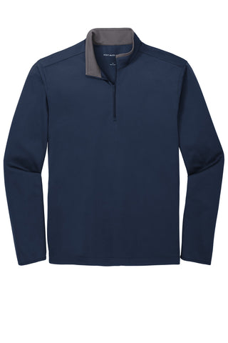 Port Authority Silk Touch Performance 1/4-Zip (Navy/ Steel Grey)