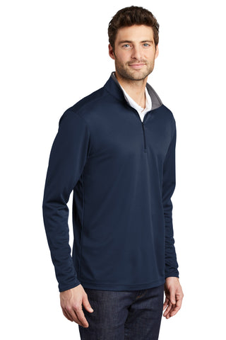 Port Authority Silk Touch Performance 1/4-Zip (Navy/ Steel Grey)