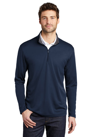 Port Authority Silk Touch Performance 1/4-Zip (Navy/ Steel Grey)