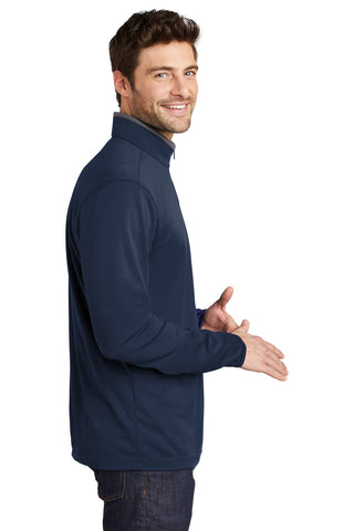 Port Authority Silk Touch Performance 1/4-Zip (Navy/ Steel Grey)