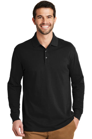 Port Authority EZCotton Long Sleeve Polo (Black)