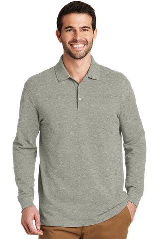 Port Authority EZCotton Long Sleeve Polo (Oxford Heather)