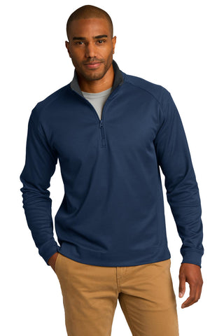 Port Authority Vertical Texture 1/4-Zip Pullover (Regatta Blue/ Iron Grey)