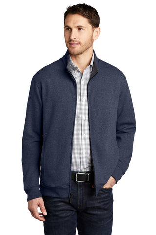 Port Authority Interlock Full-Zip (Estate Blue Heather/ Charcoal Heather)