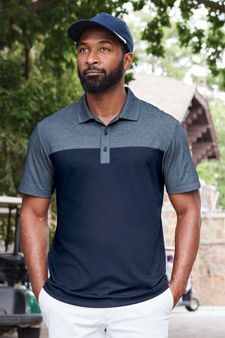 Port Authority Fine Pique Blend Blocked Polo (Aegean Blue/ Aegean Blue Heather)