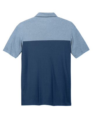 Port Authority Fine Pique Blend Blocked Polo (Aegean Blue/ Aegean Blue Heather)