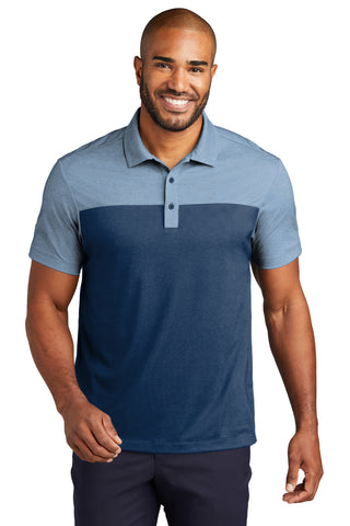 Port Authority Fine Pique Blend Blocked Polo (Aegean Blue/ Aegean Blue Heather)