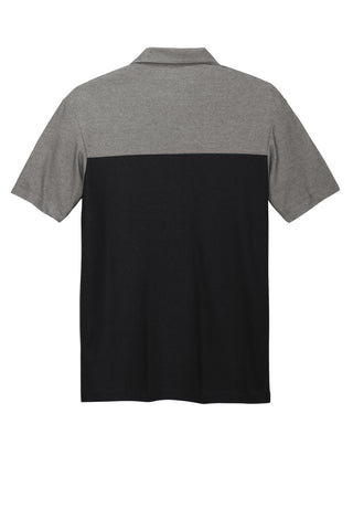 Port Authority Fine Pique Blend Blocked Polo (Deep Black/ Charcoal Heather)