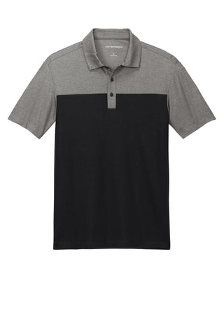 Port Authority Fine Pique Blend Blocked Polo (Deep Black/ Charcoal Heather)