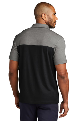 Port Authority Fine Pique Blend Blocked Polo (Deep Black/ Charcoal Heather)